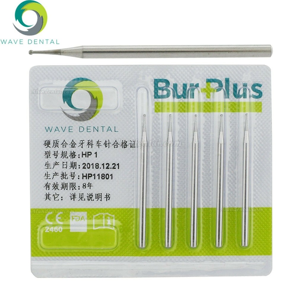 10Pcs Wave Dental Carbide Straight Handpiece Burs Round HP 1# Burs